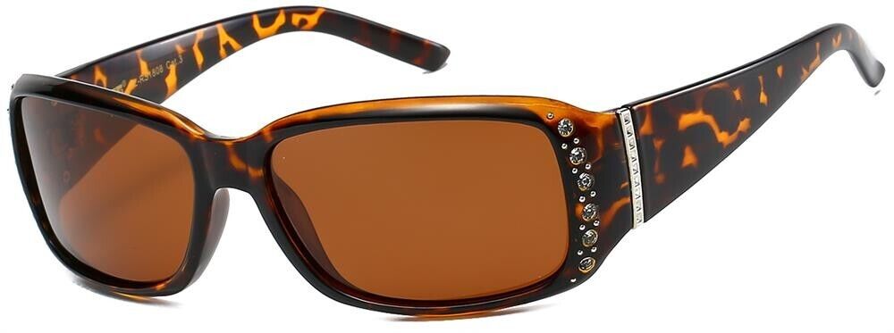 POLARIZED RHINESTONE WRAP WOMEN'S UV400 SUNGLASSES HAVANA