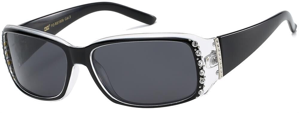 POLARIZED RHINESTONE WRAP WOMEN'S UV400 SUNGLASSES BLACK