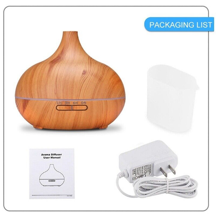 ESSENTIAL OIL AROMATHERAPY ULTRASONIC DIFFUSER IN NATURAL WOOD COLOR