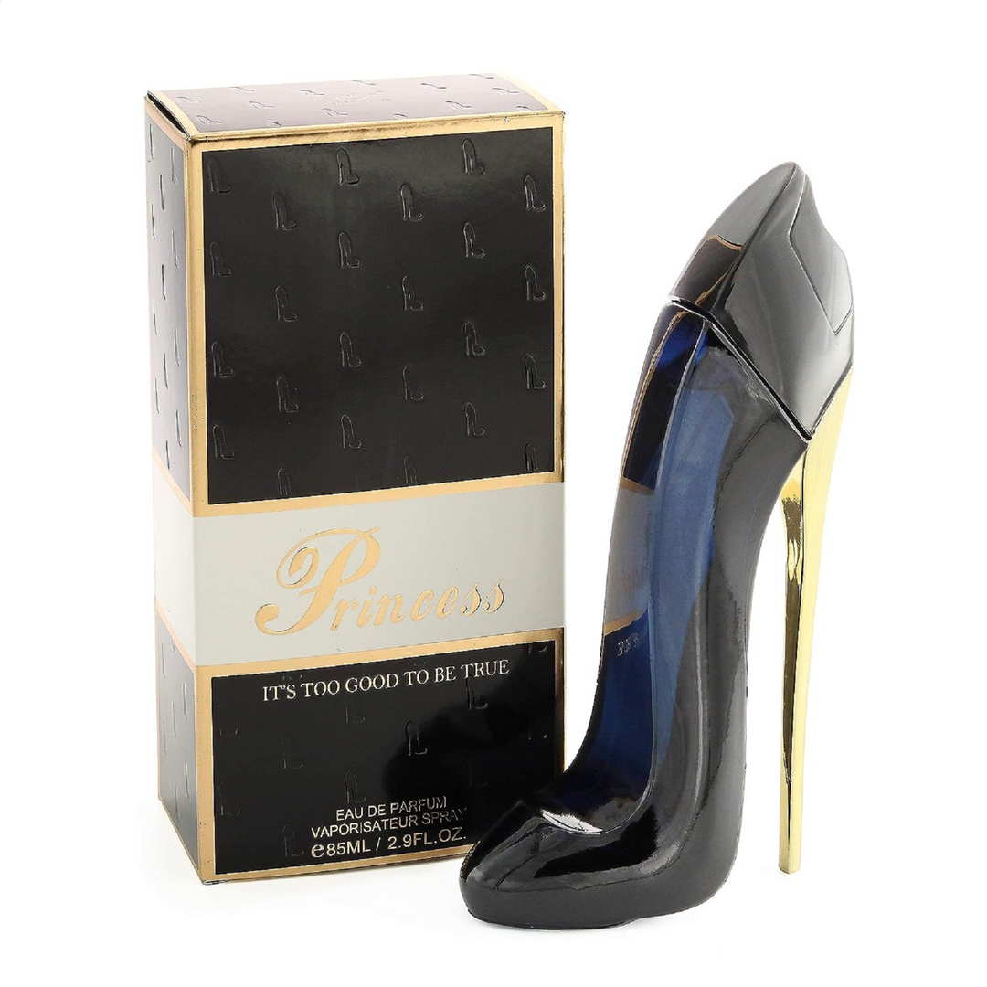 PRINCESS WOMEN'S BLACK HIGH HEEL SHOES EDP PERFUME