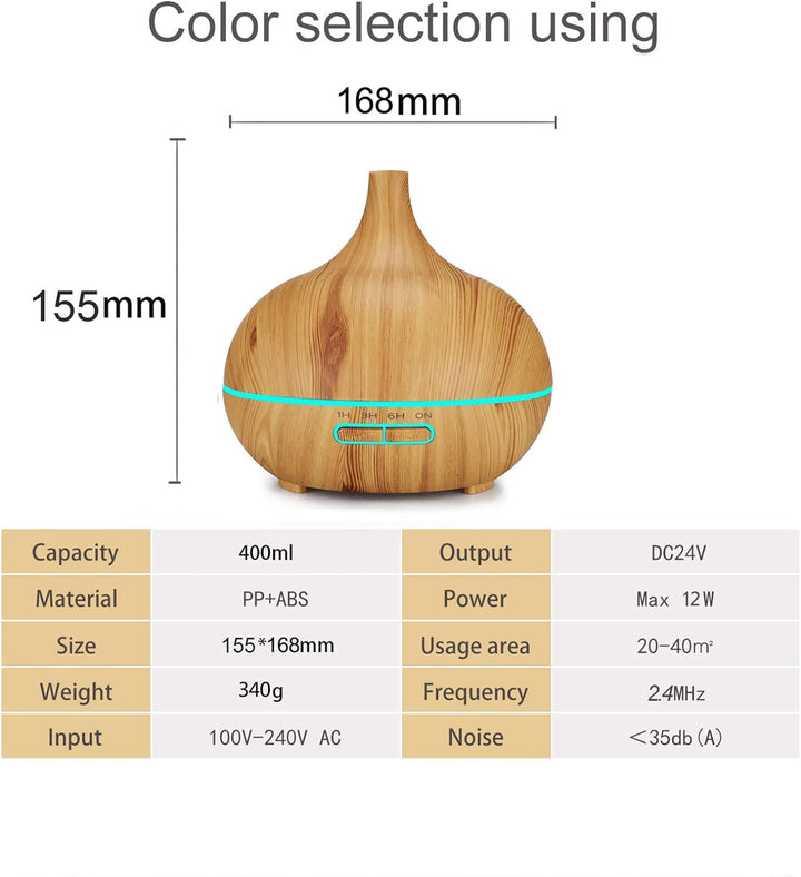 ESSENTIAL OIL AROMATHERAPY ULTRASONIC DIFFUSER IN NATURAL WOOD COLOR